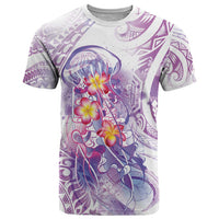 Lavender Polynesian Jellyfish T Shirt Watercolor Glows - Polynesian Pride