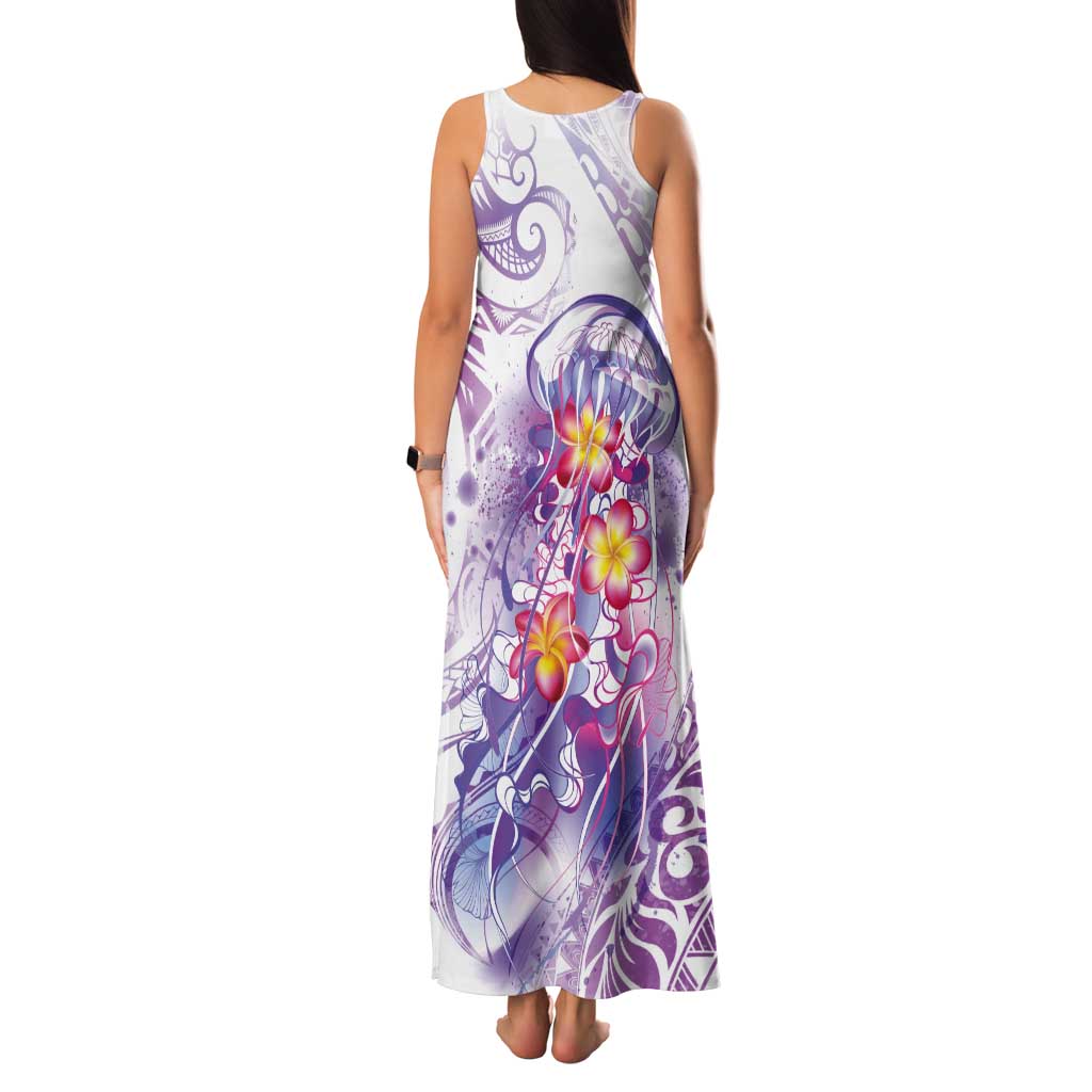 Lavender Polynesian Jellyfish Tank Maxi Dress Watercolor Glows - Polynesian Pride