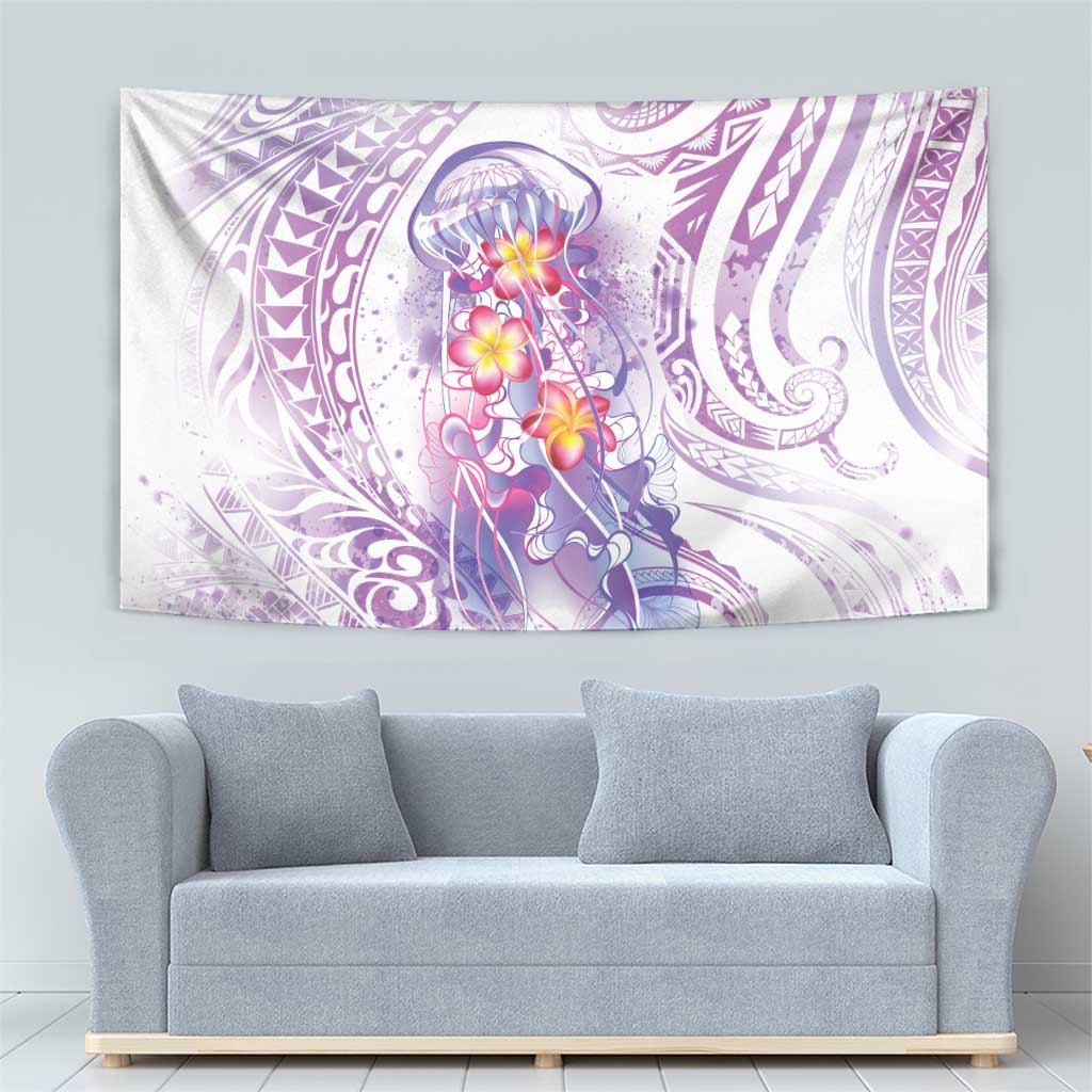 Lavender Polynesian Jellyfish Tapestry Watercolor Glows - Polynesian Pride