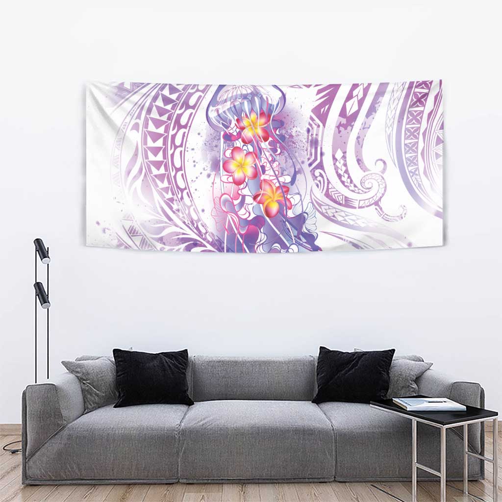 Lavender Polynesian Jellyfish Tapestry Watercolor Glows - Polynesian Pride
