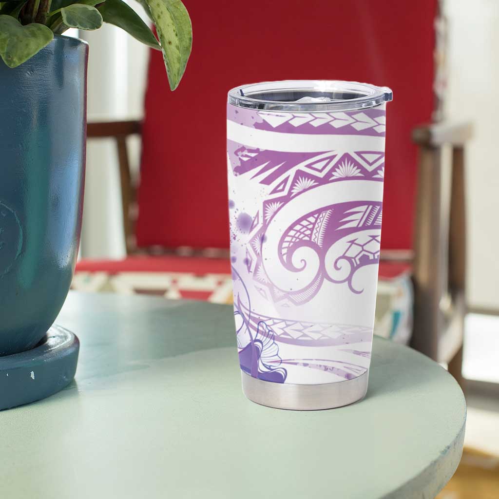 Lavender Polynesian Jellyfish Tumbler Cup Watercolor Glows - Polynesian Pride