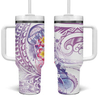 Lavender Polynesian Jellyfish Tumbler With Handle Watercolor Glows - Polynesian Pride