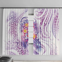 Lavender Polynesian Jellyfish Window Curtain Watercolor Glows - Polynesian Pride