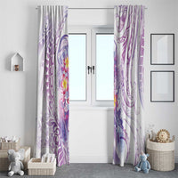 Lavender Polynesian Jellyfish Window Curtain Watercolor Glows - Polynesian Pride