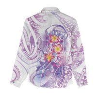 Lavender Polynesian Jellyfish Women Casual Shirt Watercolor Glows - Polynesian Pride