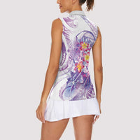 Lavender Polynesian Jellyfish Women Sleeveless Polo Shirt Watercolor Glows LT7 - Polynesian Pride