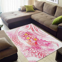 Rose Pink Polynesian Jellyfish Area Rug Watercolor Glows - Polynesian Pride