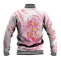 Rose Pink Polynesian Jellyfish Baseball Jacket Watercolor Glows LT7 - Polynesian Pride
