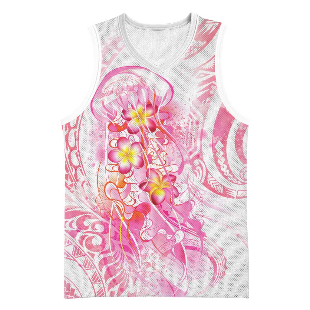 Rose Pink Polynesian Jellyfish Basketball Jersey Watercolor Glows LT7 Unisex Rose Pink - Polynesian Pride