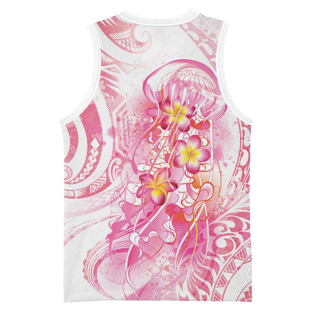 Rose Pink Polynesian Jellyfish Basketball Jersey Watercolor Glows LT7 - Polynesian Pride