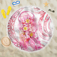 Rose Pink Polynesian Jellyfish Beach Blanket Watercolor Glows LT7 One Size 150cm Rose Pink - Polynesian Pride