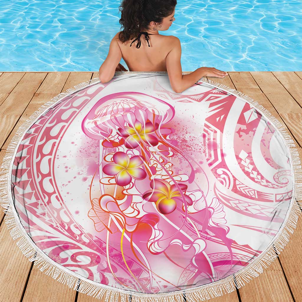Rose Pink Polynesian Jellyfish Beach Blanket Watercolor Glows LT7 - Polynesian Pride