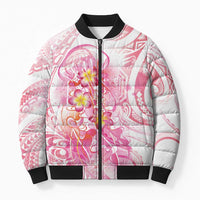 Rose Pink Polynesian Jellyfish Bomber Puffer Jacket Watercolor Glows LT7 Unisex Rose Pink - Polynesian Pride