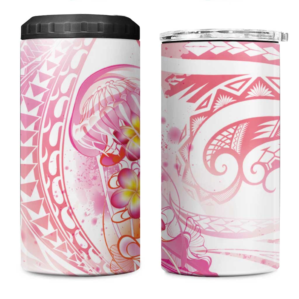 Rose Pink Polynesian Jellyfish 4 in 1 Can Cooler Tumbler Watercolor Glows LT7 One Size: 16 oz Rose Pink - Polynesian Pride