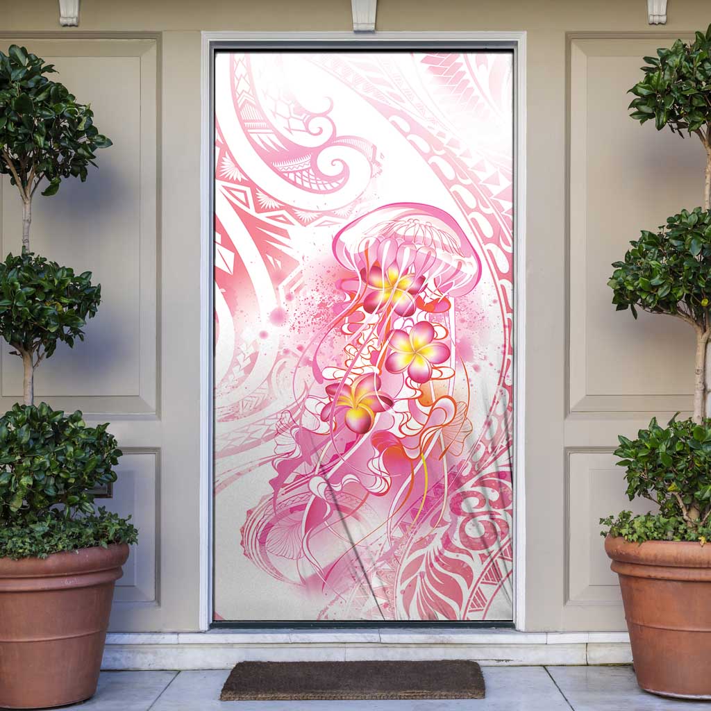 Rose Pink Polynesian Jellyfish Door Cover Watercolor Glows LT7 Rose Pink - Polynesian Pride