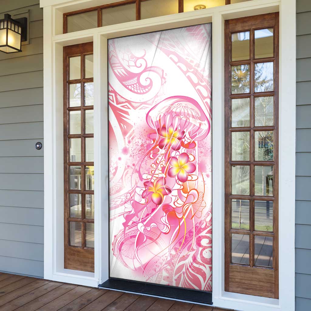 Rose Pink Polynesian Jellyfish Door Cover Watercolor Glows LT7 - Polynesian Pride