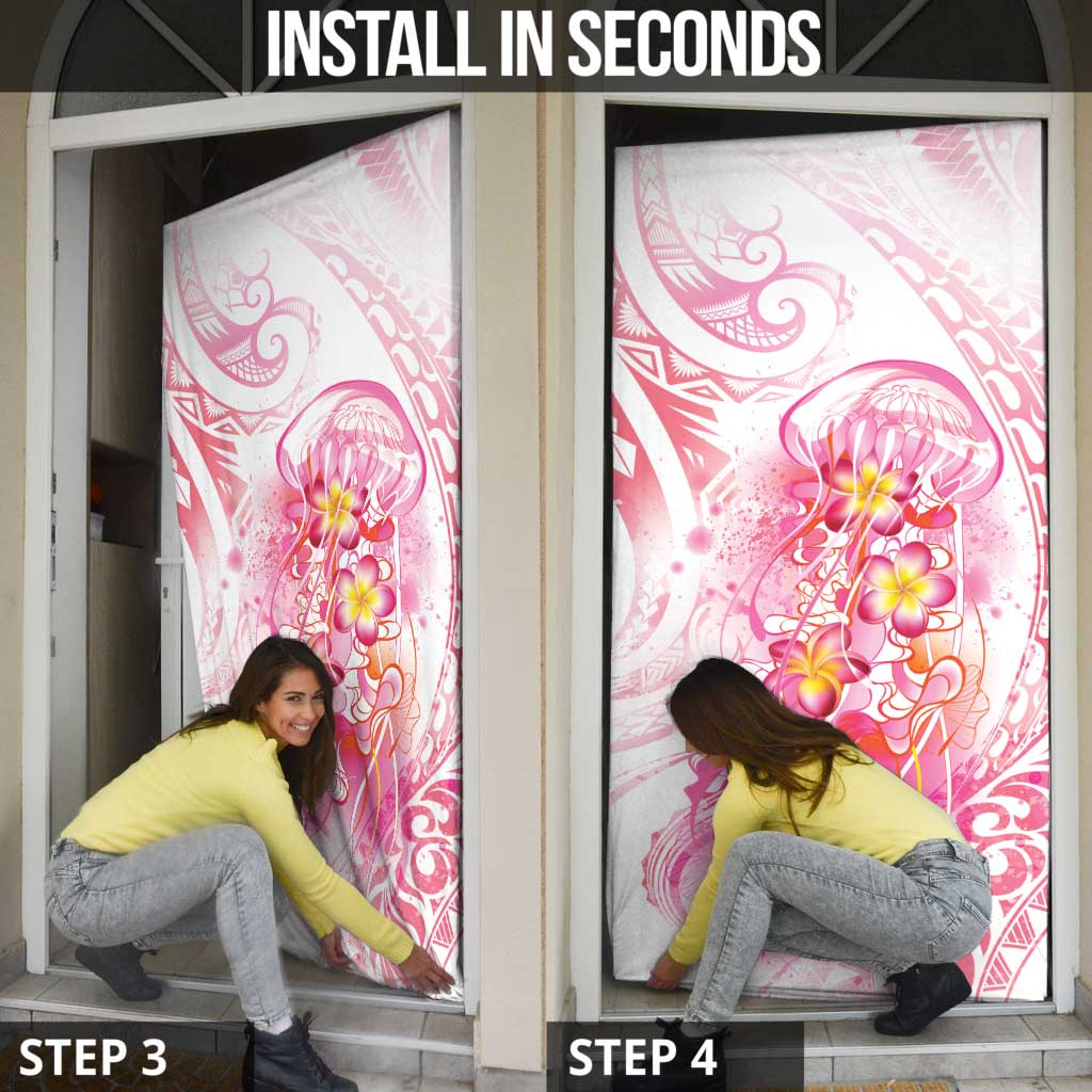 Rose Pink Polynesian Jellyfish Door Cover Watercolor Glows LT7 - Polynesian Pride