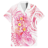 Rose Pink Polynesian Jellyfish Family Matching Long Sleeve Bodycon Dress and Hawaiian Shirt Watercolor Glows - Polynesian Pride