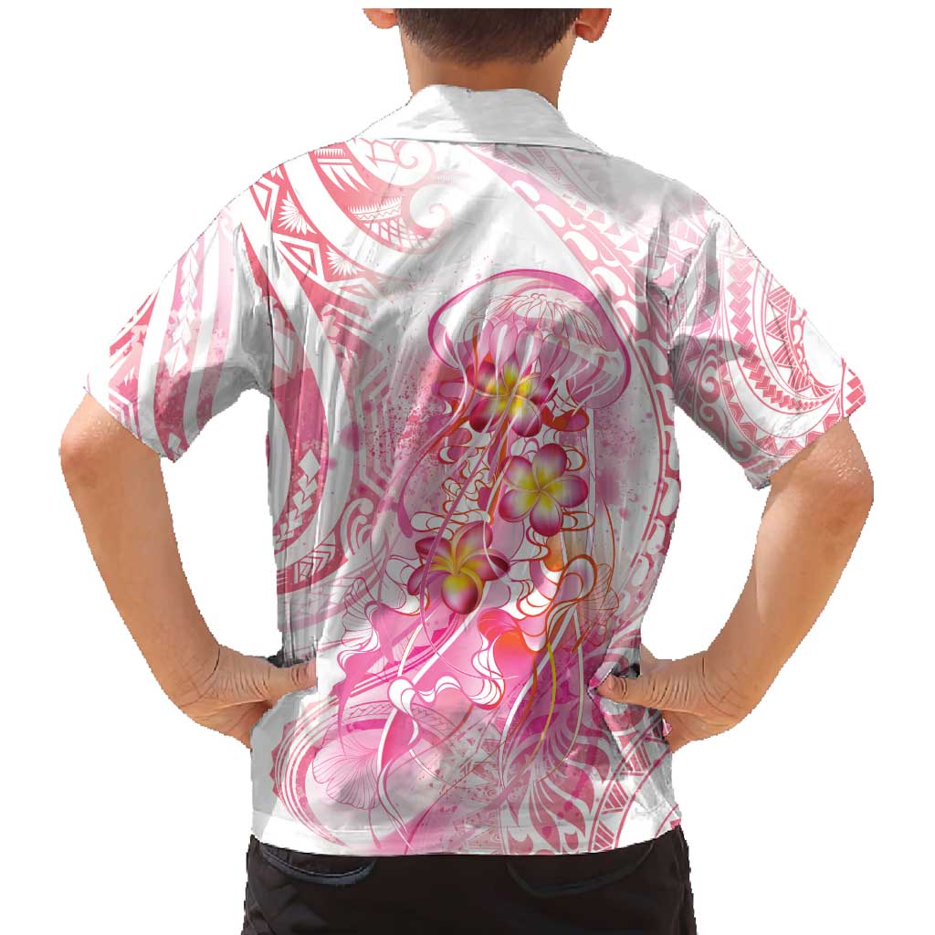 Rose Pink Polynesian Jellyfish Family Matching Mermaid Dress and Hawaiian Shirt Watercolor Glows - Polynesian Pride