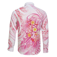 Rose Pink Polynesian Jellyfish Family Matching Summer Maxi Dress and Hawaiian Shirt Watercolor Glows - Polynesian Pride