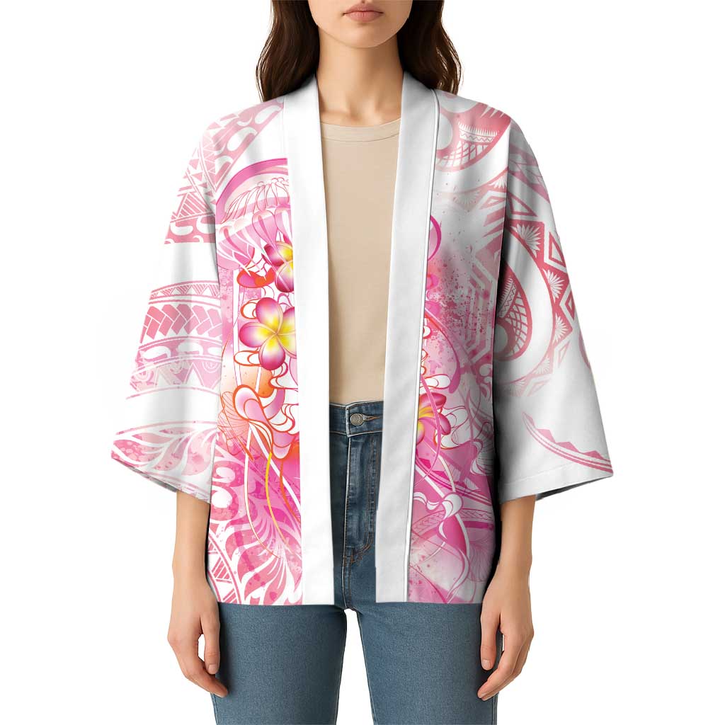 Rose Pink Polynesian Jellyfish Kimono Watercolor Glows LT7 - Polynesian Pride