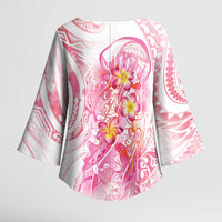 Rose Pink Polynesian Jellyfish Kimono Sleeve Blouse Watercolor Glows LT7 - Polynesian Pride