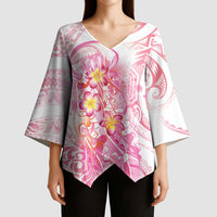 Rose Pink Polynesian Jellyfish Kimono Sleeve Blouse Watercolor Glows LT7 - Polynesian Pride