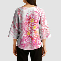 Rose Pink Polynesian Jellyfish Kimono Sleeve Blouse Watercolor Glows LT7 - Polynesian Pride