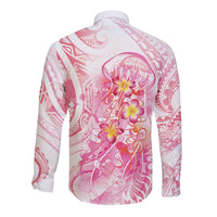 Rose Pink Polynesian Jellyfish Long Sleeve Button Shirt Watercolor Glows LT7 - Polynesian Pride