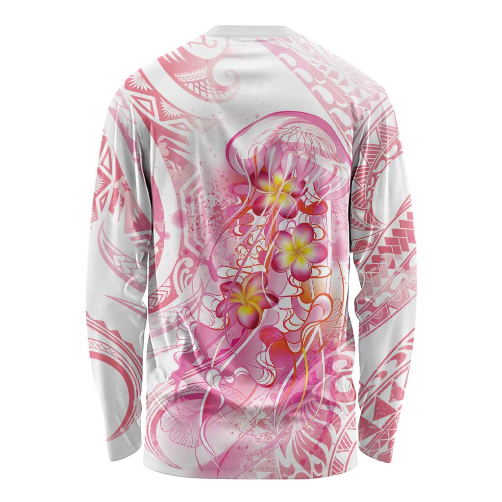 Rose Pink Polynesian Jellyfish Long Sleeve Shirt Watercolor Glows LT7 - Polynesian Pride