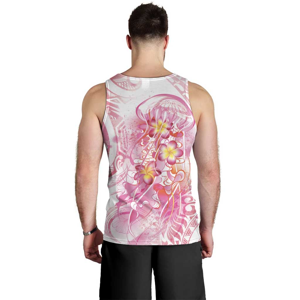 Rose Pink Polynesian Jellyfish Men Tank Top Watercolor Glows LT7 - Polynesian Pride