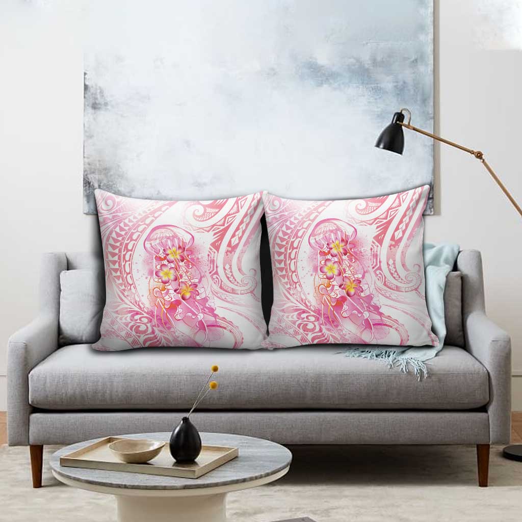 Rose Pink Polynesian Jellyfish Pillow Cover Watercolor Glows - Polynesian Pride