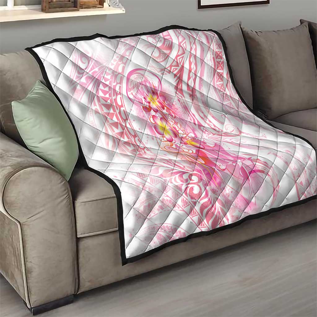 Rose Pink Polynesian Jellyfish Quilt Watercolor Glows - Polynesian Pride