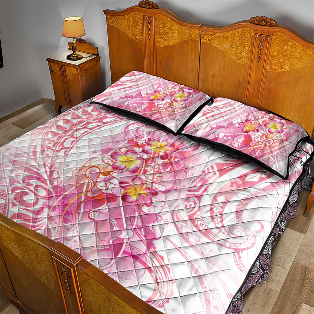 Rose Pink Polynesian Jellyfish Quilt Bed Set Watercolor Glows - Polynesian Pride