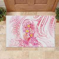 Rose Pink Polynesian Jellyfish Rubber Doormat Watercolor Glows LT7 Rose Pink - Polynesian Pride