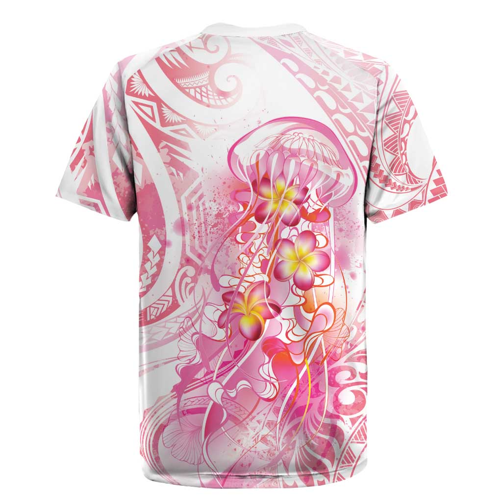 Rose Pink Polynesian Jellyfish Rugby Jersey Watercolor Glows LT7 - Polynesian Pride