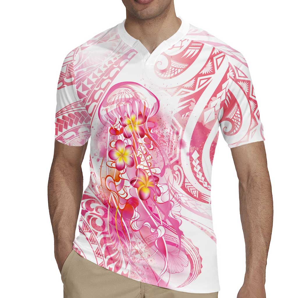 Rose Pink Polynesian Jellyfish Rugby Jersey Watercolor Glows LT7 - Polynesian Pride