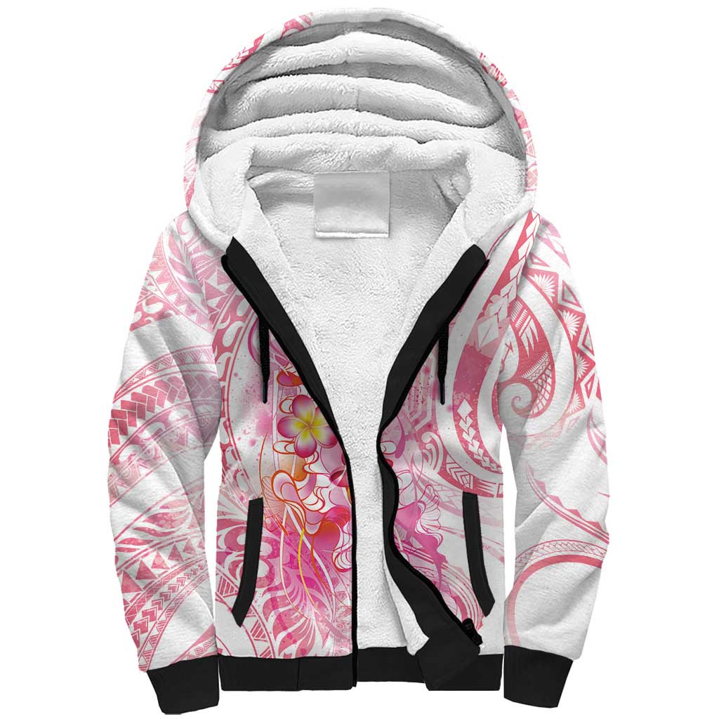 Rose Pink Polynesian Jellyfish Sherpa Hoodie Watercolor Glows LT7 Unisex Rose Pink - Polynesian Pride