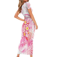 Rose Pink Polynesian Jellyfish Short Sleeve Bodycon Dress Watercolor Glows - Polynesian Pride