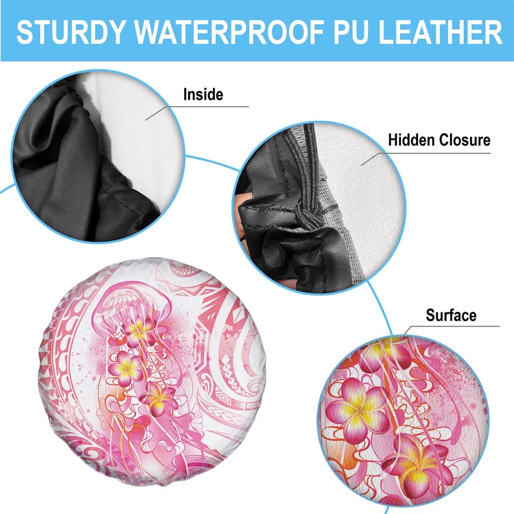 Rose Pink Polynesian Jellyfish Spare Tire Cover Watercolor Glows - Polynesian Pride