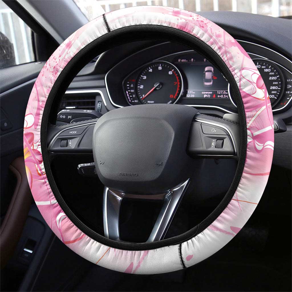 Rose Pink Polynesian Jellyfish Steering Wheel Cover Watercolor Glows LT7 - Polynesian Pride