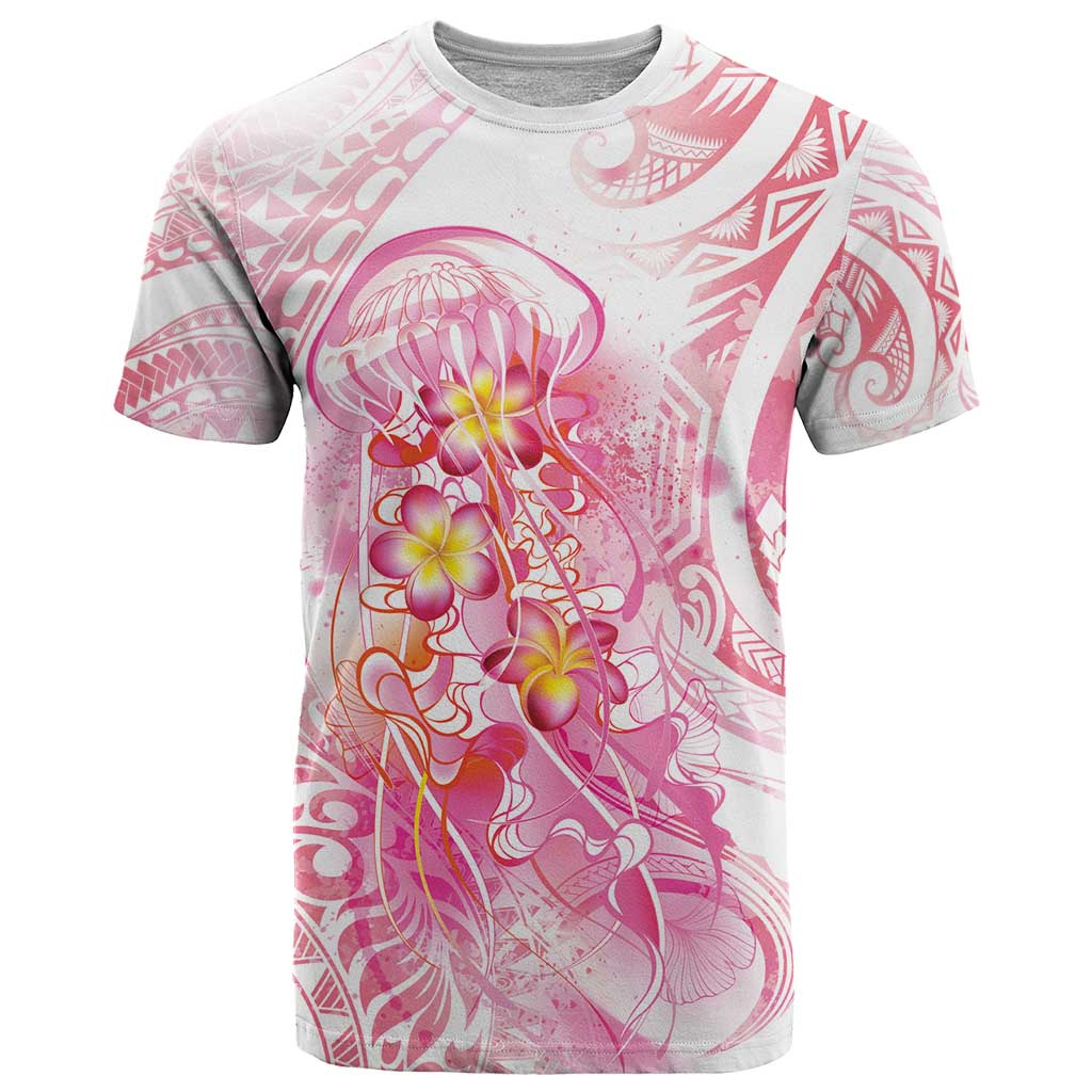 Rose Pink Polynesian Jellyfish T Shirt Watercolor Glows - Polynesian Pride