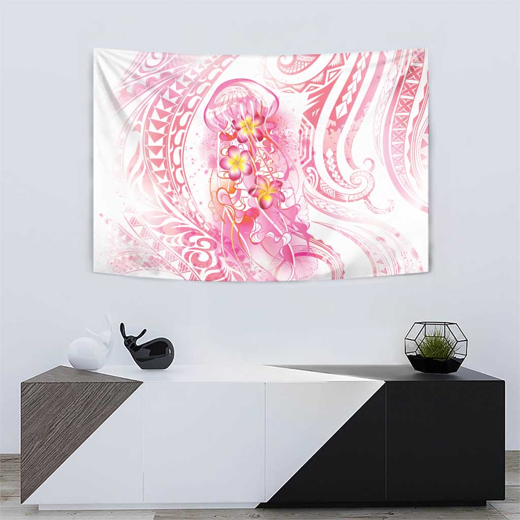 Rose Pink Polynesian Jellyfish Tapestry Watercolor Glows - Polynesian Pride