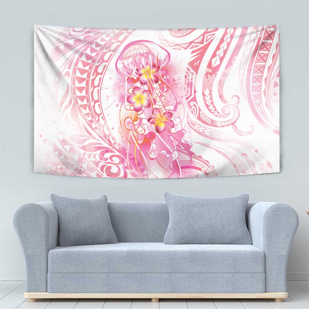 Rose Pink Polynesian Jellyfish Tapestry Watercolor Glows - Polynesian Pride