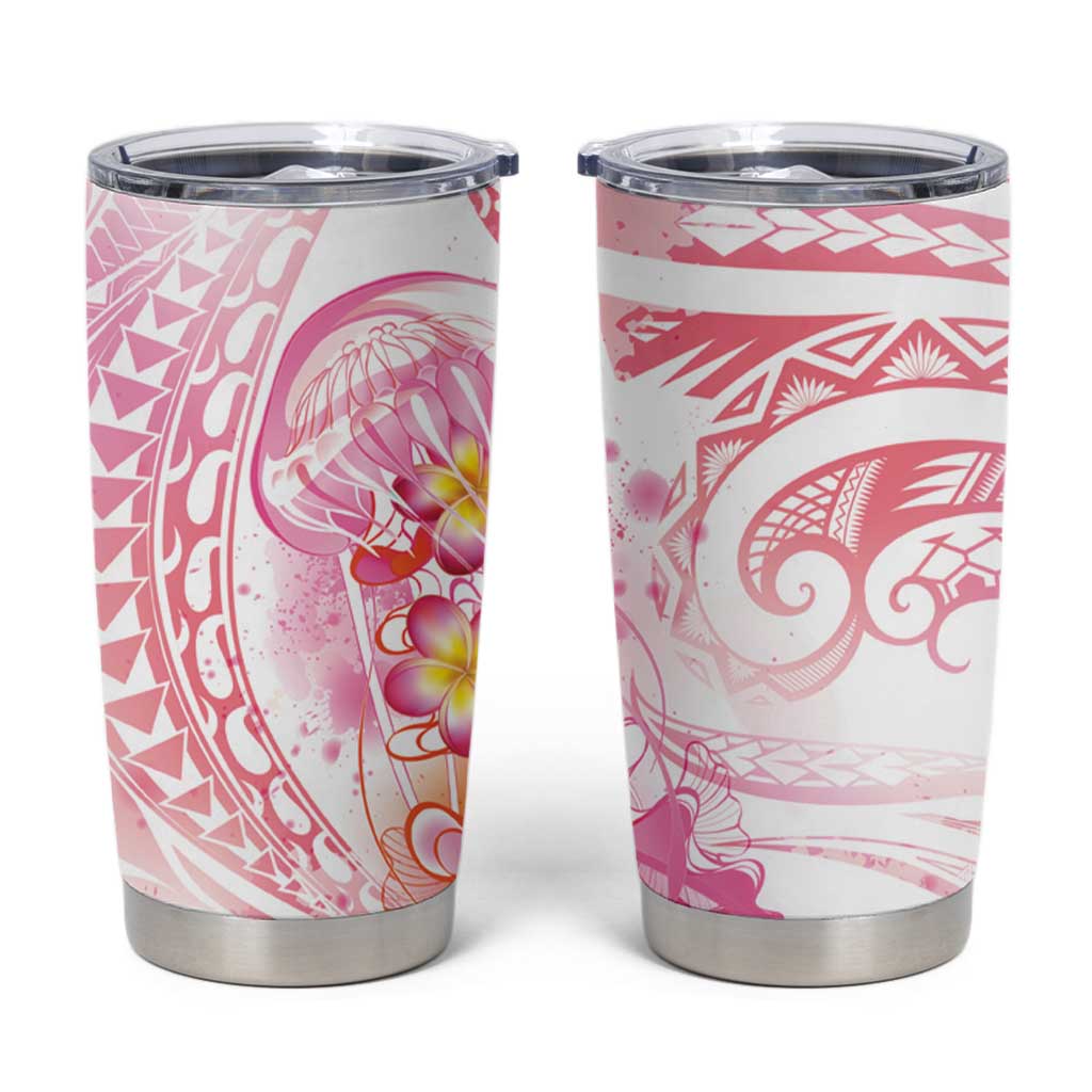 Rose Pink Polynesian Jellyfish Tumbler Cup Watercolor Glows - Polynesian Pride