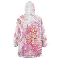 Rose Pink Polynesian Jellyfish Wearable Blanket Hoodie Watercolor Glows LT7 - Polynesian Pride