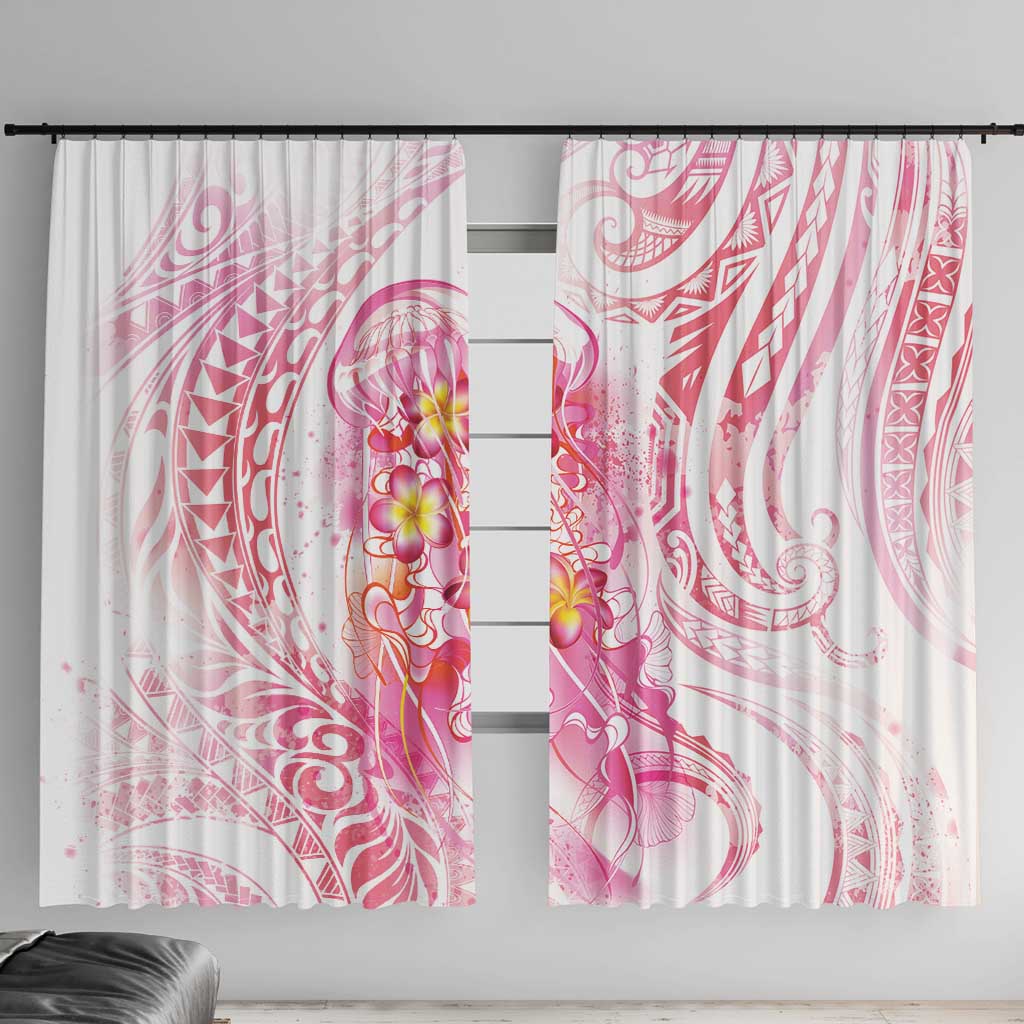 Rose Pink Polynesian Jellyfish Window Curtain Watercolor Glows - Polynesian Pride