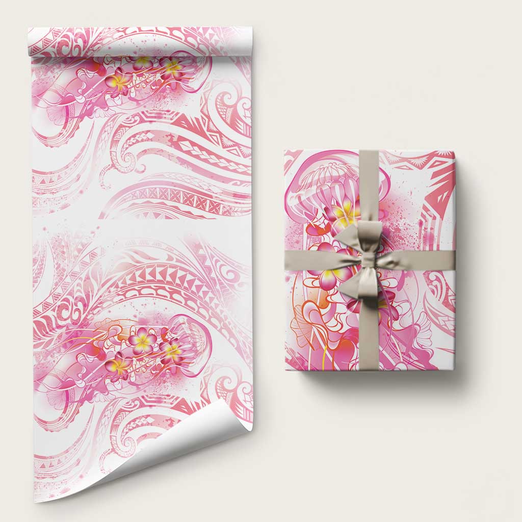 Rose Pink Polynesian Jellyfish Wrapping Paper Watercolor Glows