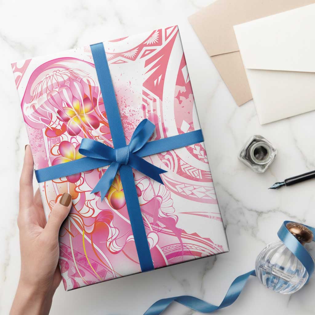 Rose Pink Polynesian Jellyfish Wrapping Paper Watercolor Glows