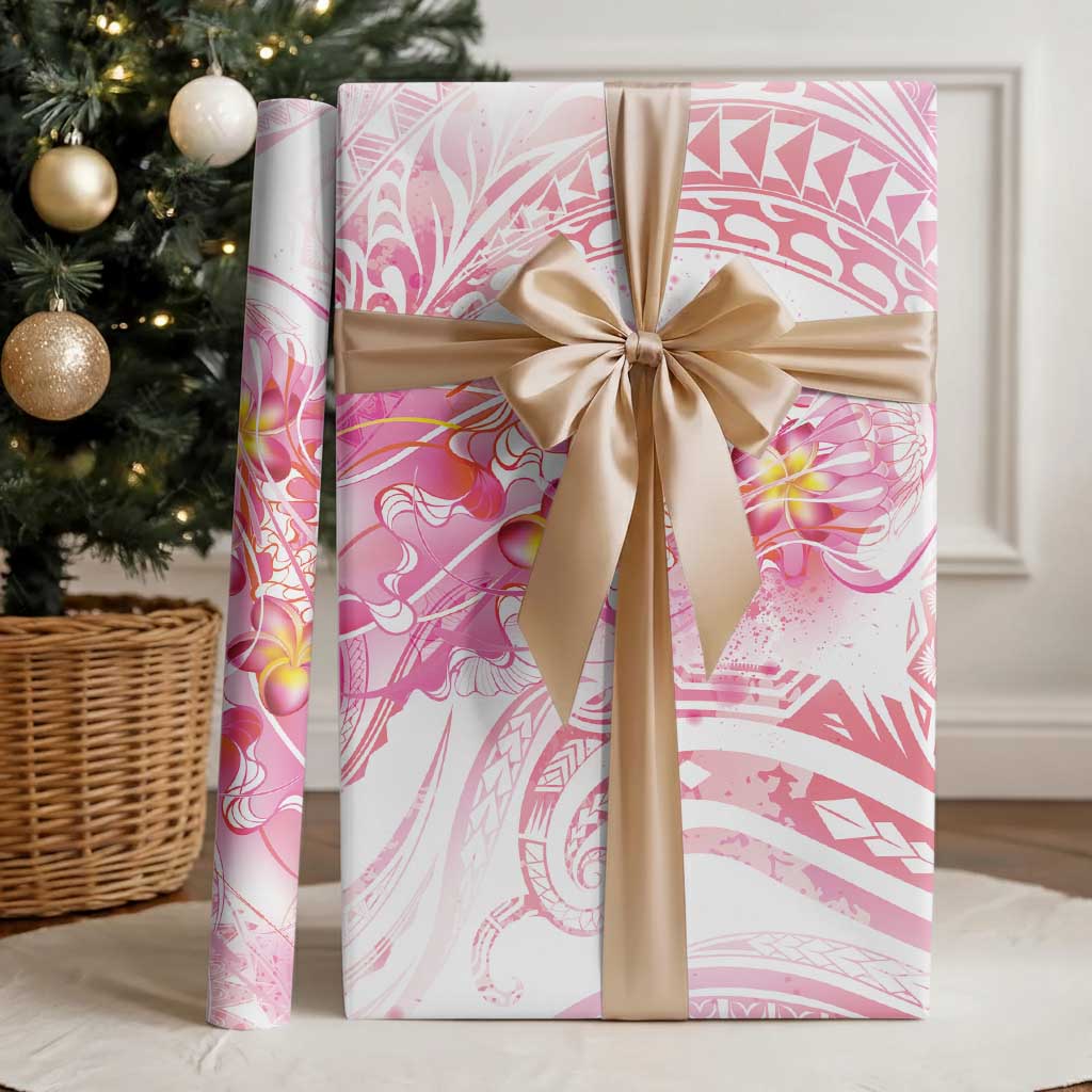 Rose Pink Polynesian Jellyfish Wrapping Paper Watercolor Glows
